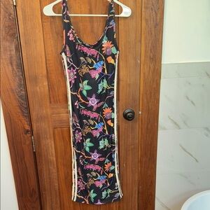 Adidas Midi Floral Black Dress